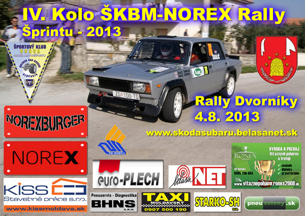 IV. Kolo ŠKBM-NOREX Rally Šprintu 2013 – Dvorníky
